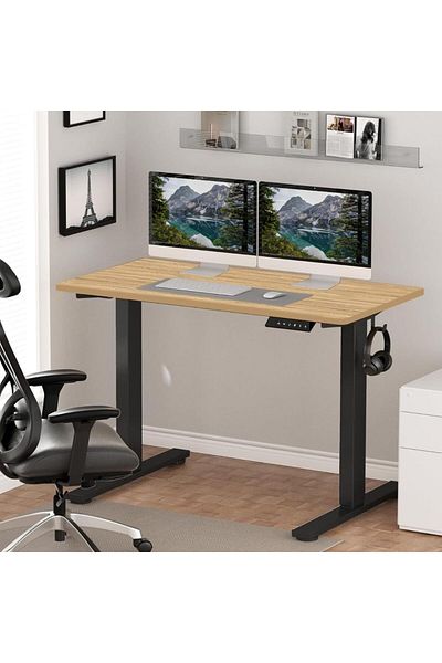 Mahmayi Flexispot 140 x 75cm Electric Standing Desk, Height Adjustable Workstation Desk - Coco Bolo