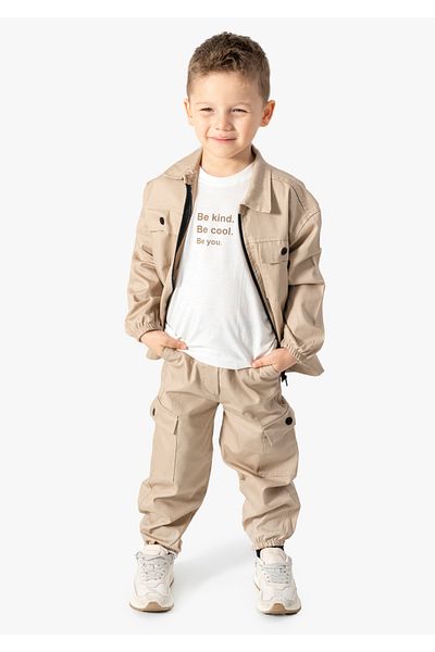 BT Baby Boys' Seasonal Gabardine Trousers Jacket Short Sleeve T-Shirt Triple Suit