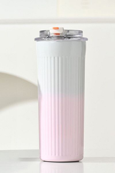 Weather Forecast 500 ml Steel 304 L - Hand Thermos Mug with Pink, White and Gradient Straw