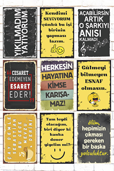 Hayat Poster Set de pictură din lemn cu scris mixt de 9 piese, nu mă distrug,...