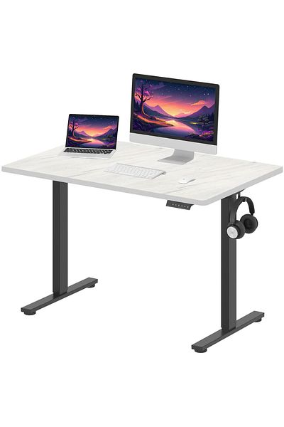 Mahmayi Flexispot Electric Standing Desk, 122 x 65cm Adjustable Height Desk - Levanto Marble