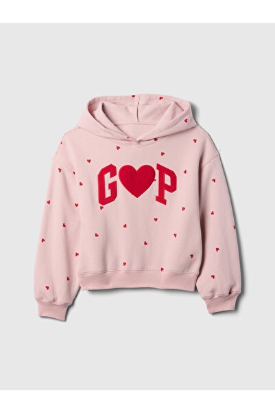 GAP Kız Çocuk Pembe Gap Logo Fleece Sweatshirt
