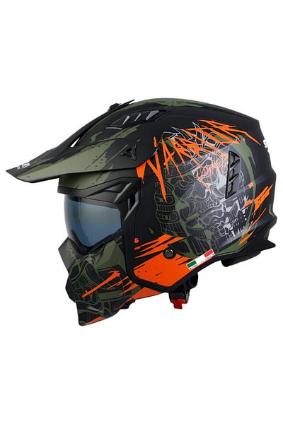 Sway Seul Warrior Fullface Helmet - Black Green Orange - Size Medium