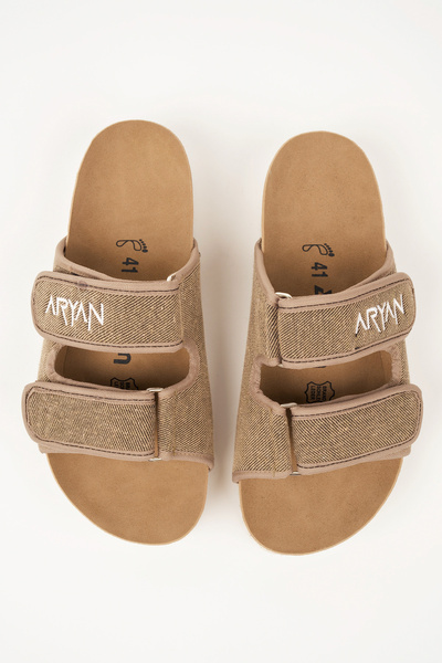 Polomia Comfort Ανδρικές παντόφλες Aryan - Μαλακό σουέτ, Λινό Look, Ανατομική Άνεση, Σόλα Eva, Rocky