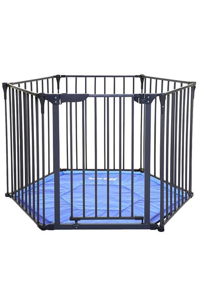 BabySafe Baby Safe Convertible Playpen with Mat - Grey