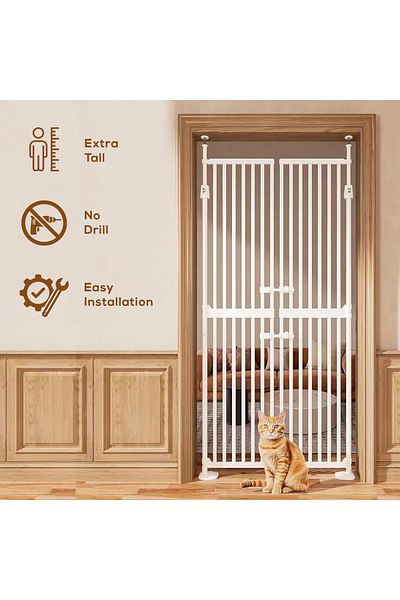 BabySafe Baby Safe Extra Tall Dual Door Metal Safety Gate - White