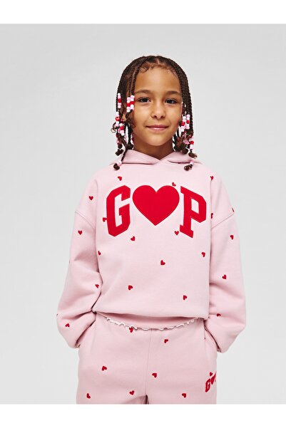 GAP Kız Çocuk Pembe Gap Logo Fleece Sweatshirt