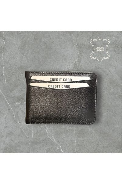 Kar-Pa Genuine Leather Horizontal Magnet Black Polite Wallet
