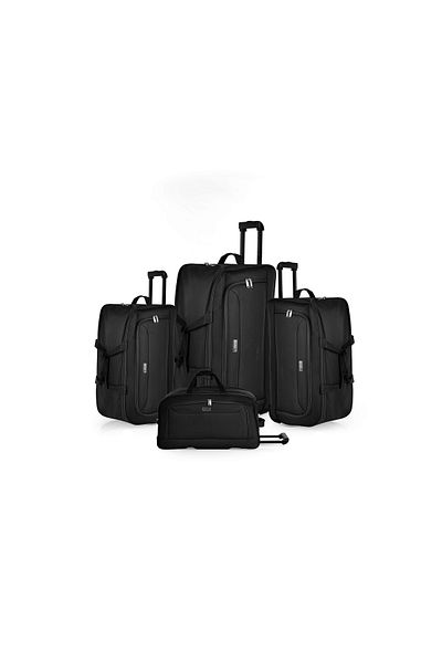 New Travel حقائب دافل ناعمة من القماش، حقيبة سفر بعجلات، مجموعة من 4 قطع، مقاس 19/21/23/26 بوصة DF01/4P