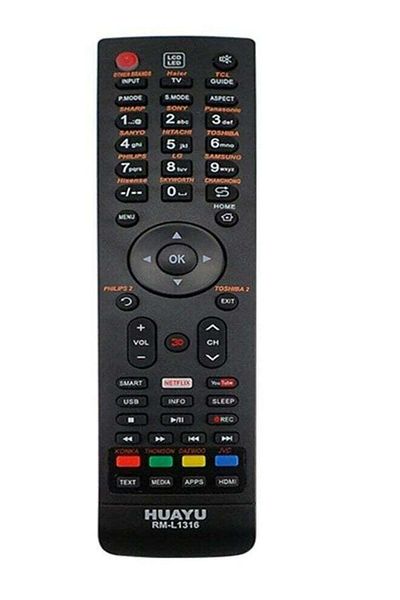 erorex جهاز تحكم عن بعد عالمي للتلفزيون Rm-L1316 LCD LED HDTV الذكي باللون الأسود