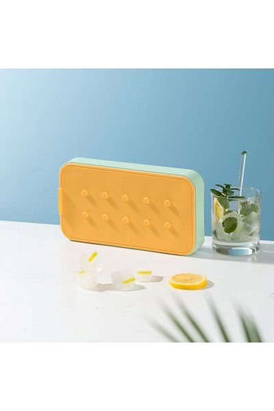 M'art Home Pinmoo Silicone Ice Box with Ice Chamber - Green/Yellow