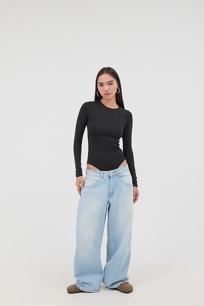 Addax Crew Neck Long Sleeve Basic Bodysuit Z0107-Dk10
