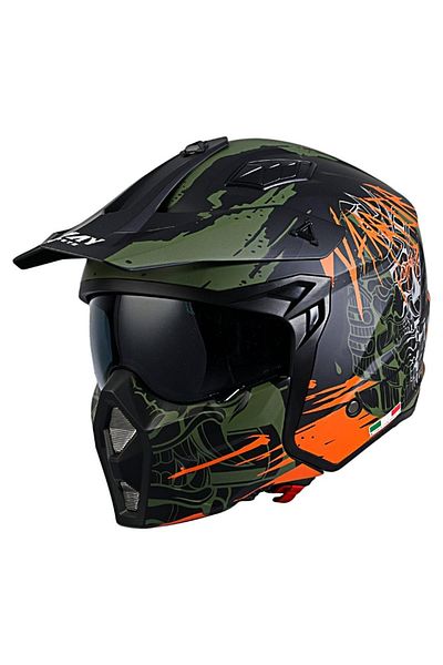 Sway Fs-X1 Seul Warrior Fullface Helmet - Black Green Orange Large Size