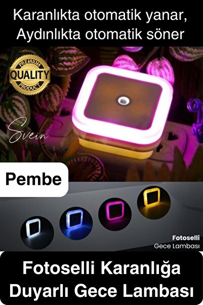 Svein Fotoselli Gece Lambası Karanlıkta Otomatik Yanıp Sönen Aydınlığa Duyarl...