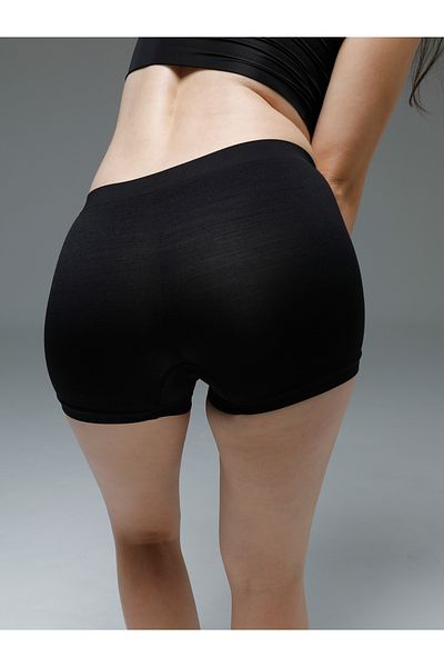 MİSTİRİK Moncorno Women's Boxer Fit - Black Color with Gathering Corset Effect