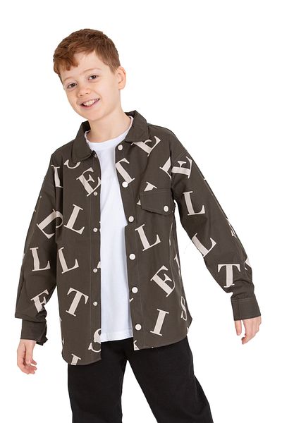 Pi Pengai Boy's 2-Piece Suit (100% Poplin Cotton Shirt+T-Shirt) P1080