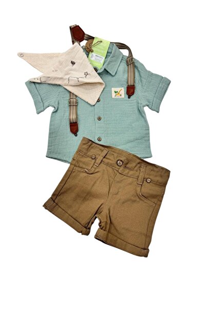 Esterella Baby Boy Muslin Set with Scarf / Muslin Shirt Set / Muslin Shirt-Sh...