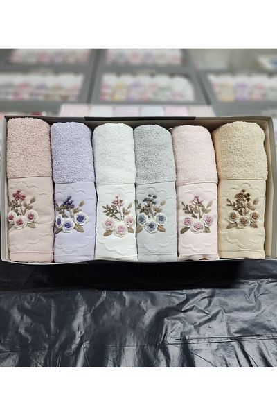 Fiesta Home Βαμβακερή πετσέτα Elite Curl Jacquard Κεντημένη 50x90 (6 Τεμάχια)