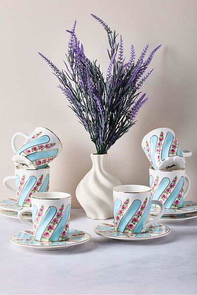 Perotti Kuzguncuk 12-Piece Porcelain Coffee Set for 6