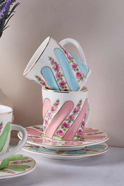 Perotti Kuzguncuk 12-Piece Porcelain Coffee Set for 6