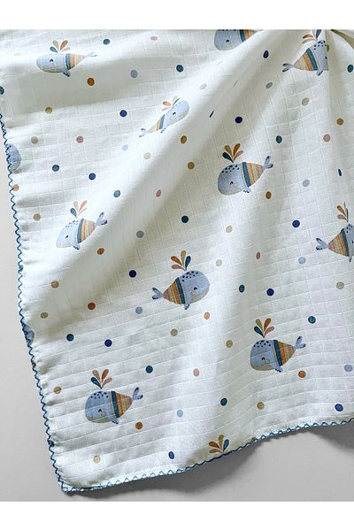 COOLMINIES Muslin Newborn Baby Blanket - 100% Cotton, 80*90 cm, Multi-Purpose Blanket