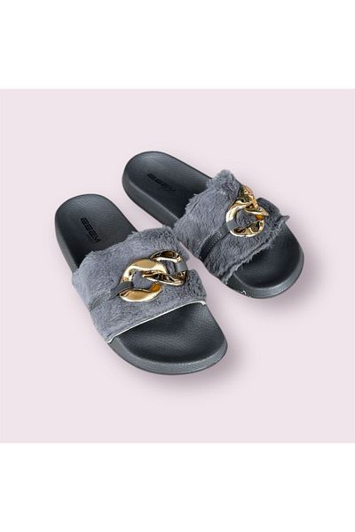 Esem Women's Smoked Feather Chain House Office Daily Slippers