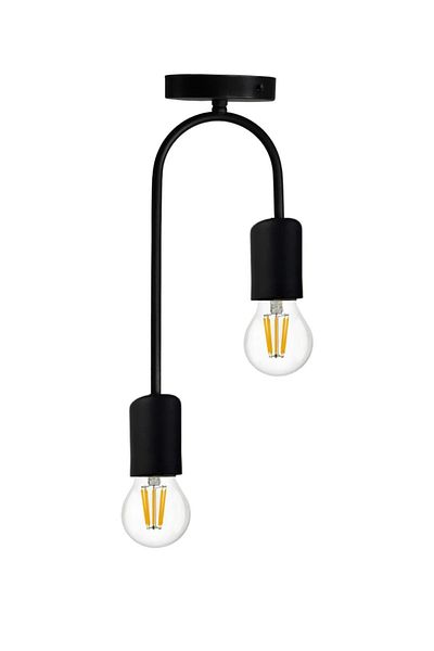 Ömür Avize Mısra Black Case Glassless 2-Piece Chandelier Without Bulb