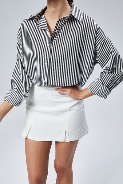 EMMAS CLOTHİNG Cămașă de damă oversize cu dungi alb-negru
