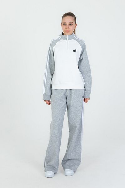 Black One Girl's Tracksuit Suit with Zipper Collar