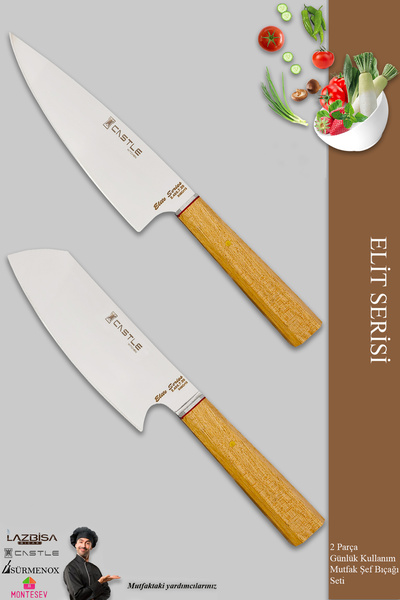CASTLE KITCHEN Elit Serisi Mutfak Bıçak Seti Et Tavuk Ekmek Sebze Şef Bıçak S...