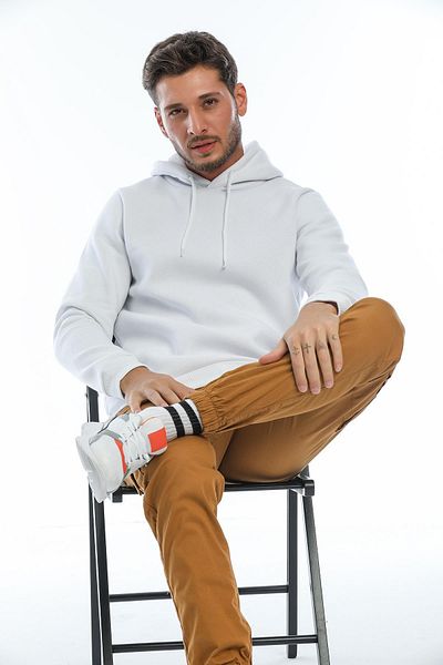 Blah Hooded Basic Wide Cut Men's Fleece Sweatshirt