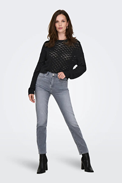 ONLY Women's Crew Neck Long Sleeve Knitted Sweater Black 15335109