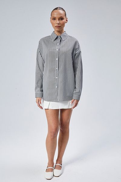 EMMAS CLOTHİNG Cămașă de damă oversize cu dungi alb-negru