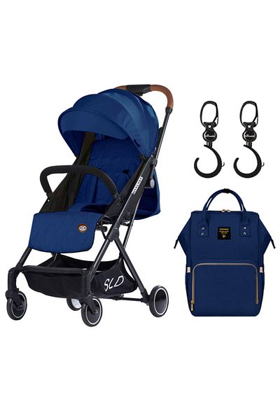 TEKNUM Teknum Travel Lite Stroller-Navy Blue + Sunveno Diaper bag + hooks