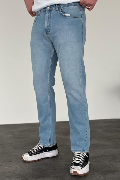 MADZEYMODA Ανδρικό τζιν παντελόνι με κανονική εφαρμογή Lycra Flexible Blue Jean KE-703
