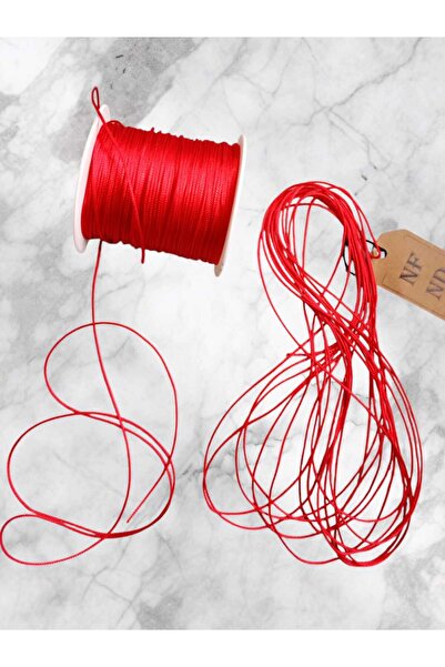 ENEFENDİ Makrome Bracelet Necklace Rope, Parachute Rope, Colored Red 1mm 6 Meters