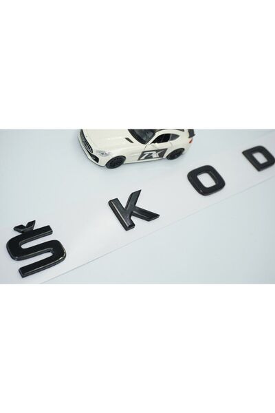 EDEXPORT Skoda Bagaj Uzun Parlak Siyah ABS Yazı Logo Amblem_