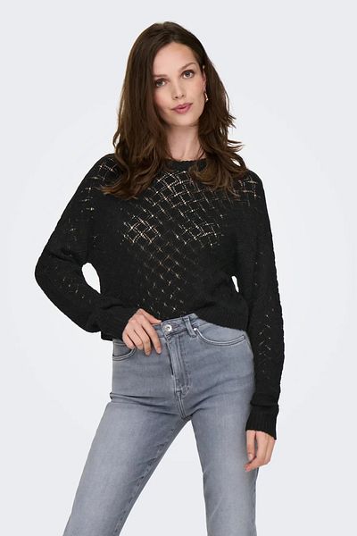 ONLY Pulover tricotat cu mânecă lungă pentru femei, negru 15335109