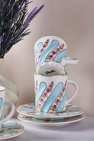 Perotti Kuzguncuk 12-Piece Porcelain Coffee Set for 6