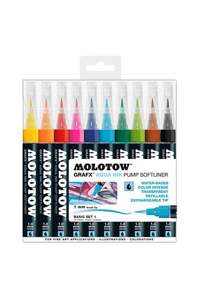Molotow Aqua 1mm Pump Softliner Wallet Basic-set 1 10 Pcs