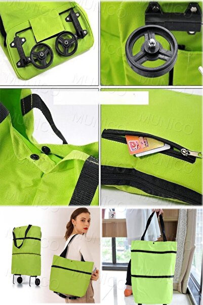 Munico Döner Tekerlekli Katlanabilir Rulo Alışveriş Çantası Büyük Kapasiteli ...