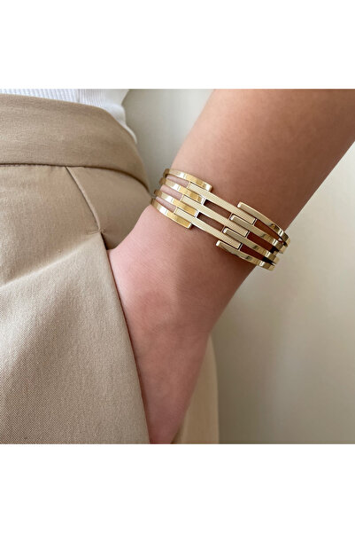 nerora سوار أصفاد ذهبي - ستانلس ستيل، ثلاث نقاط