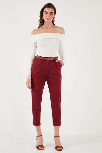Lela Pantaloni tăiați din bumbac elastic cu talie înaltă - PANTALONI 668YP5335