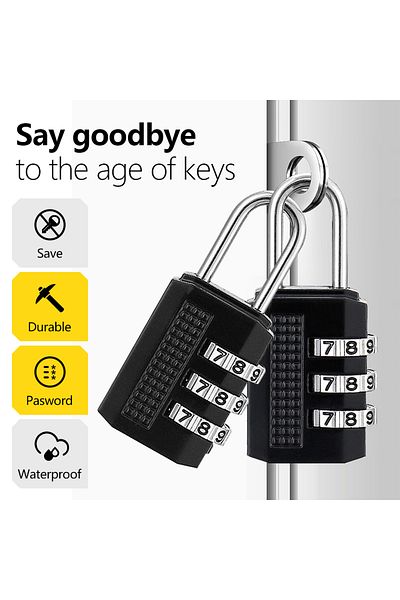 Choice Black Small Portable Padlock Combination Lock 3 Digit Waterproof Outdoor Lock For Door Suitcase Bag