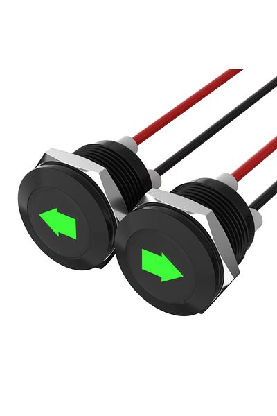 Choice مؤشر LED أحادي السهم DaierTek 12 مم مصباح لوحة القيادة برموز سهم واحد 12 فولت LED أخضر معدني T