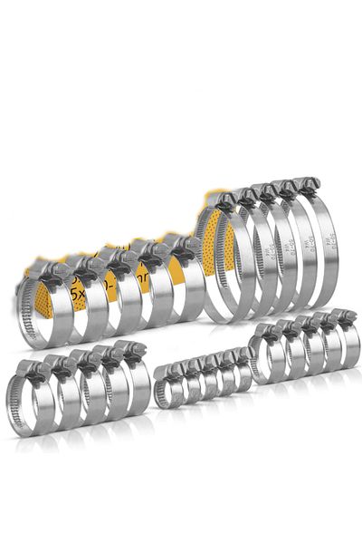Choice 25pcs Stainless Steel Hose Pipe Clamps 16mm-70mm Cross German Hose Clamp Clips for Air Hose Water...