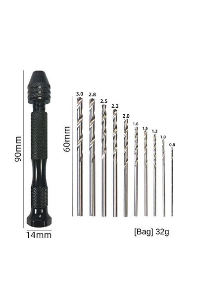 Choice black Mini Tool Set with Black Hand Twist Drill 10Pcs Fried Dough Twists Drill for Woodworking Drill
