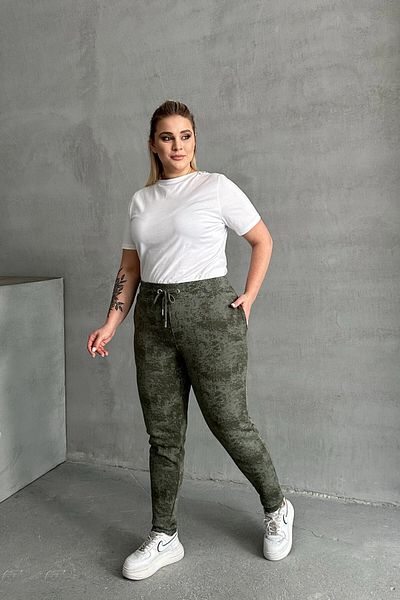 Stil Diva Plus Size Gathered Waist Tight Leg Pocket Patterned Trousers 304055