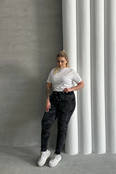 Stil Diva Plus Size Gathered Waist Tight Leg Pocket Patterned Trousers 304056