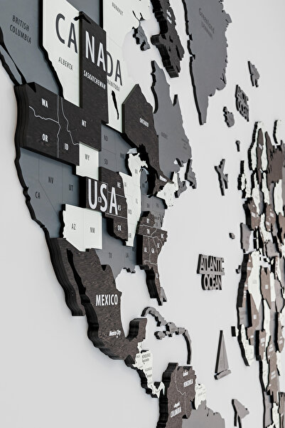 Colorfull Worlds 3D Wooden English World Map - 150X80Cm - Home Office Gift Wall Decoration